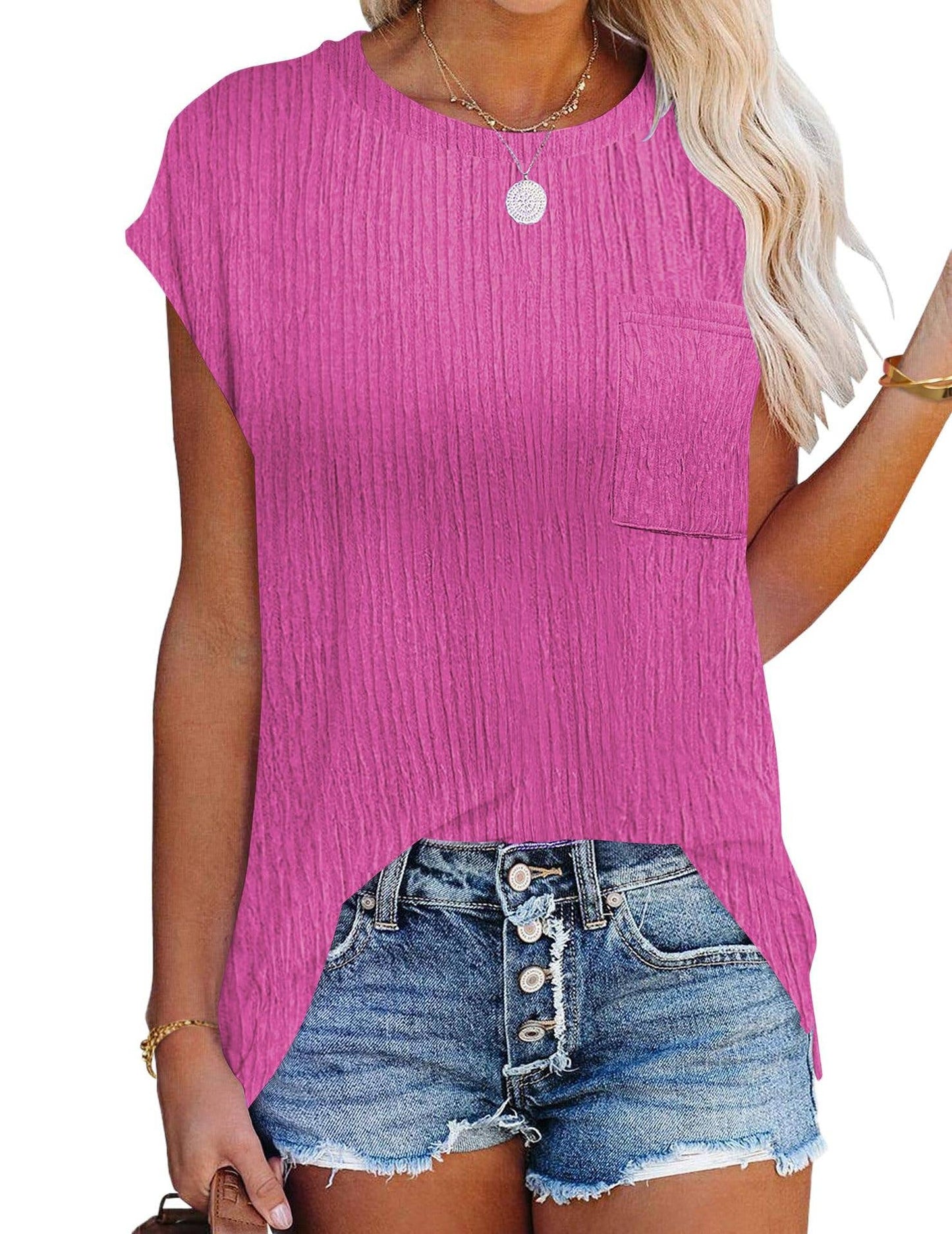 GREEN CREW NECK TOP