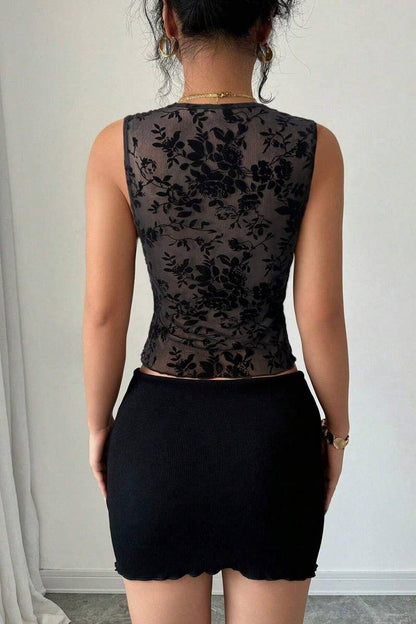 SHEER BLACK LACE TOP