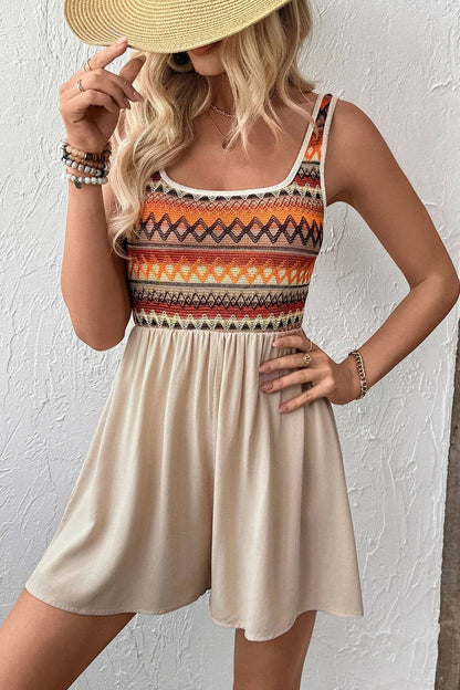 STRIPED KHAKI ROMPER
